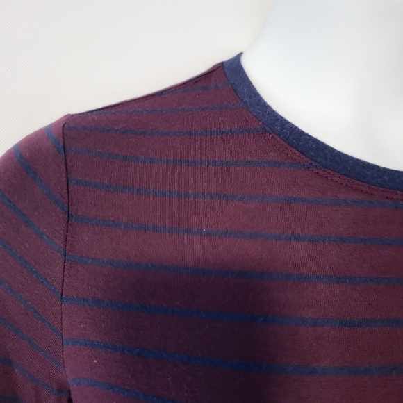 Athleta Threadlight Long Sleeve Top XS X Small Burgundy Blue Stripe Modal - Picture 8 of 12